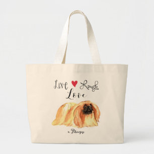 Live-Laugh Liebe a Pekingese Große Totentasche Jumbo Stoffbeutel