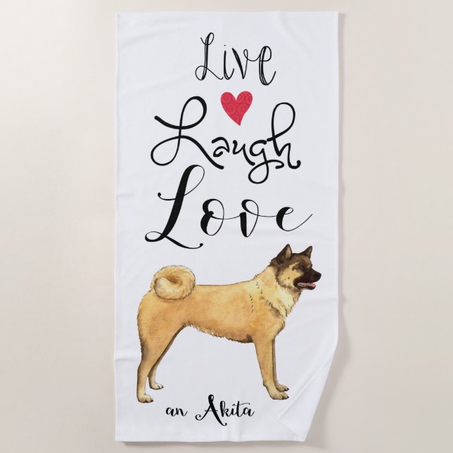 Live Laugh Liebe Akita Strandtuch (Vorderseite)