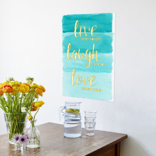 Live-Laugh-Liebe   Blue Ombre Motivierend Foliendrucke
