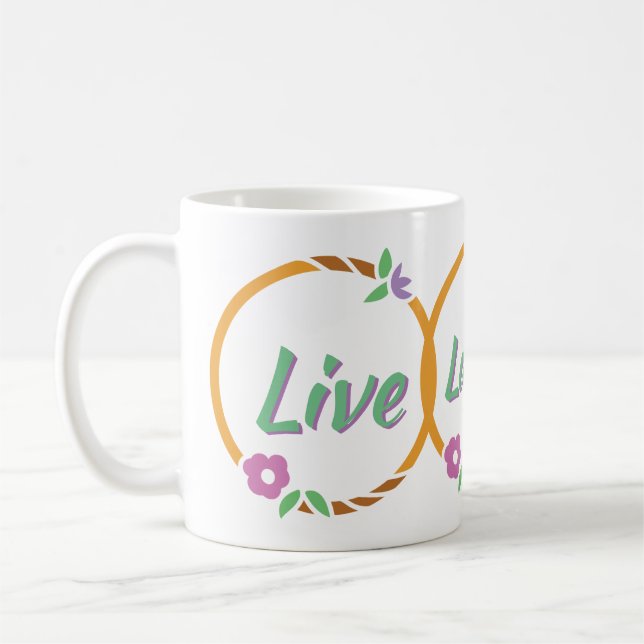 Live-Laugh-Liebe Blume Ring Tasse (Links)