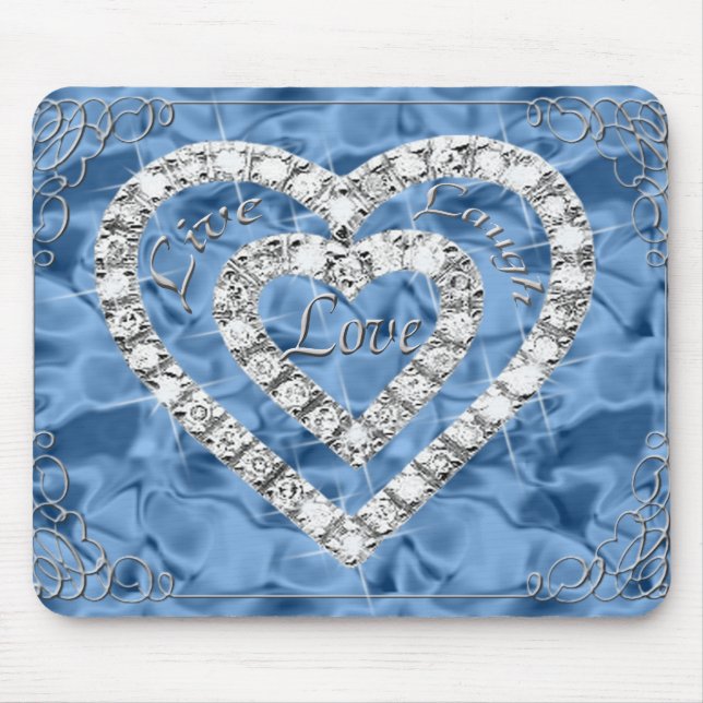 Live-Laugh-Liebe Diamond Heart Blue Mouse Pad Mousepad (Vorne)