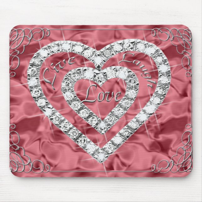 Live-Laugh-Liebe Diamond Heart Red Mouse Pad Mousepad (Vorne)