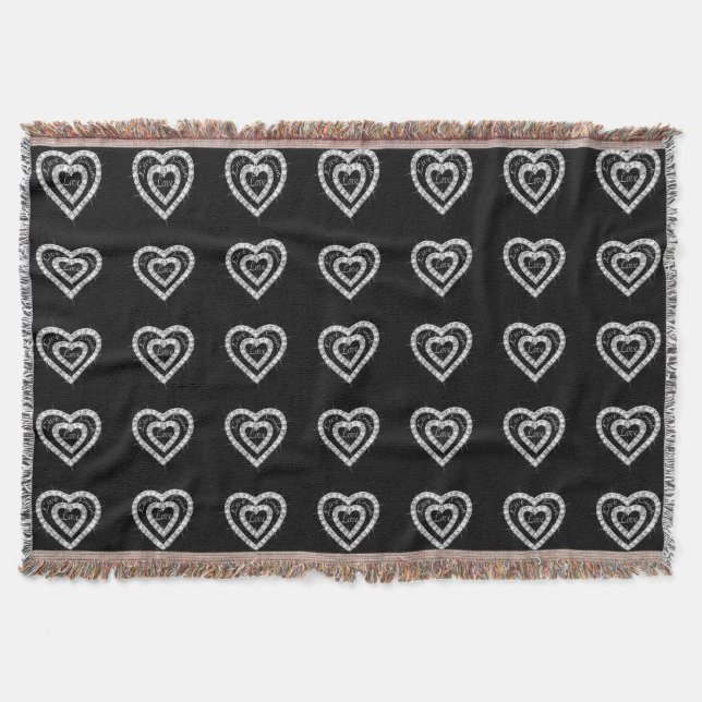 Live-Laugh-Liebe Diamond Hearts Throw Blanket Decke (Vorderseite)