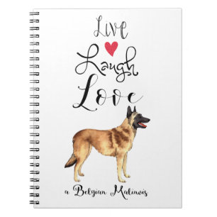 Live Laugh Liebe ein belgisches Malinois-Notebook Notizblock