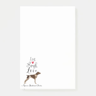 Live-Laugh-Liebe eines deutsch-kurzhaarigen Pointe Post-it Klebezettel