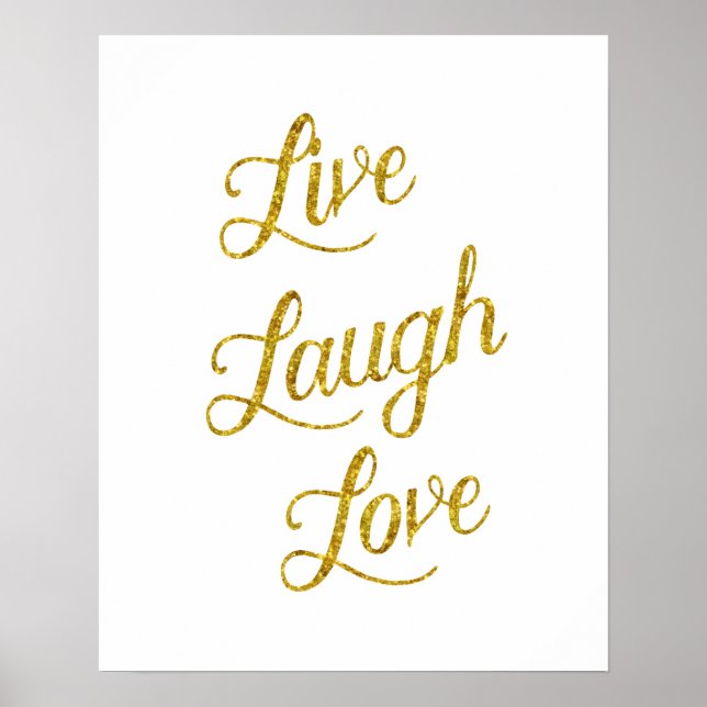 Live-Laugh Liebe Gold Imitate Glitzer Metallic Seq Poster (Vorne)