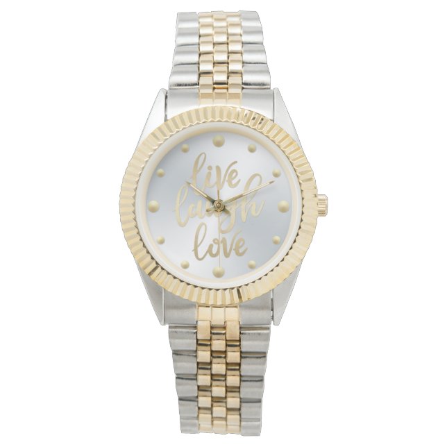 Live-Laugh Liebe Imitate Gold Letters Armbanduhr (Vorderseite)