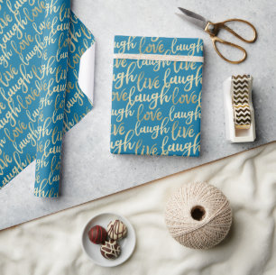 Live-Laugh Liebe Imitate Gold Letters Blue Geschenkpapier