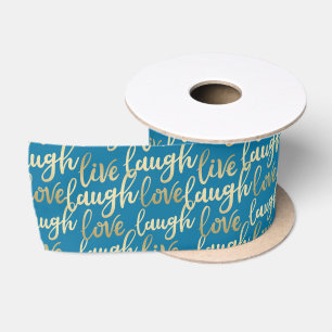 Live-Laugh Liebe Imitate Gold Letters Blue Satinband