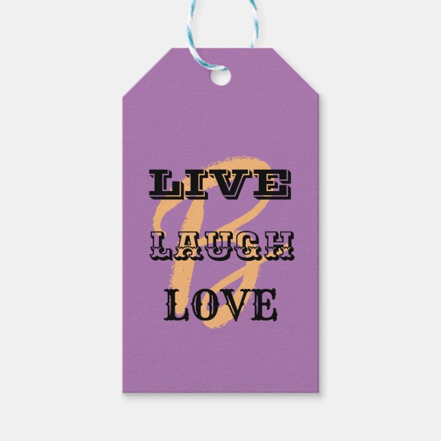 LIVE LAUGH LIEBE INTIAL LILA MODERN GESCHENKANHÄNGER (Vorderseite)