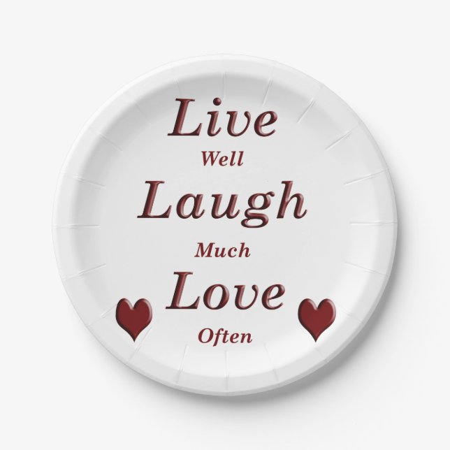 Live-Laugh-Liebe Pappteller (Vorderseite)