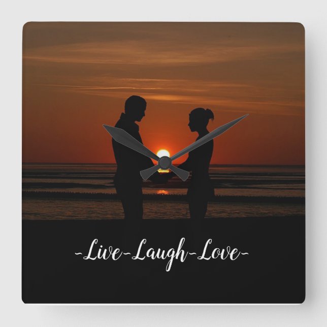 Live-Laugh-Liebe Quadratische Wanduhr (Vorderseite)