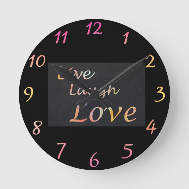 Live-Laugh-Liebe Runde Wanduhr (Vorderseite)