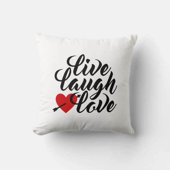Live-Laugh-Liebe Valentine Calligrafy Throw Kissen (Vorderseite)