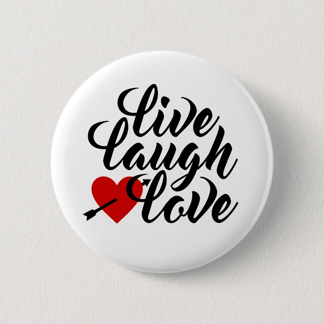 Live-Laugh-Liebe Valentine Calligraphy | Schaltflä Button (Vorderseite)