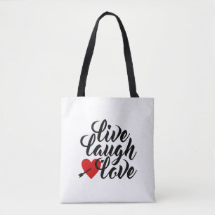 Live-Laugh-Liebe Valentine Calligraphy Tragetasc