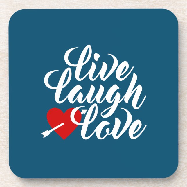 Live-Laugh-Liebe Valentine Calligraphy | UNTERSETZ Getränkeuntersetzer (Vorderseite)
