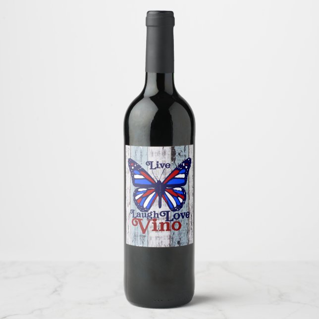 Live Laugh Liebe Vino Weinetikett (Vorderseite)
