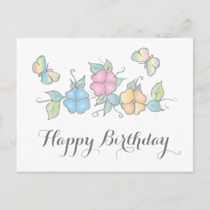 Live Laugh Schmetterling Floral Wasserfarbe Postkarte