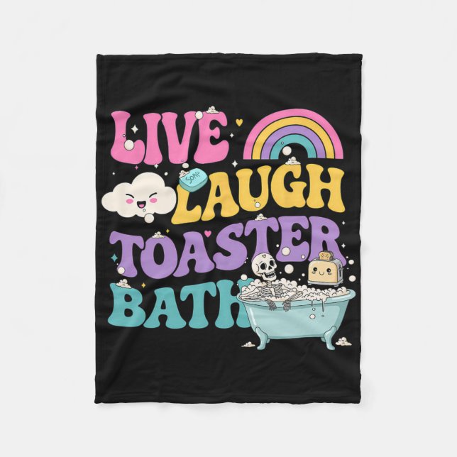 Live Laugh Toaster The Funny Skeleton Meme Dark Hu Fleecedecke (Vorderseite)