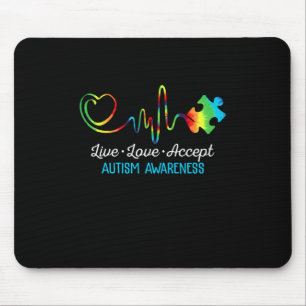 Live-Liebe Akzeptieren Autismus-Bewusstsein Mousepad