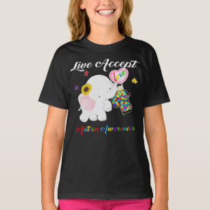 Live-Liebe Akzeptieren Autismus-Bewusstsein T-Shirt
