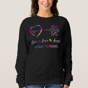 Live-Liebe Akzeptieren Autismus Puzzle Heartbeat A Sweatshirt