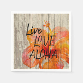 Live-Liebe Aloha Hibiskus Beach Zeichen Serviette