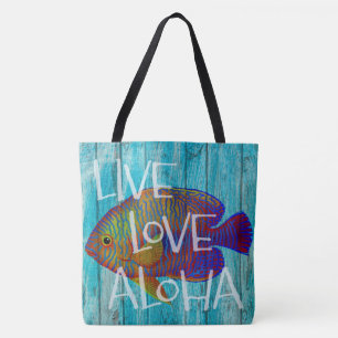 Live-Liebe Aloha Tropical Fish Beach Sign Beach Ba