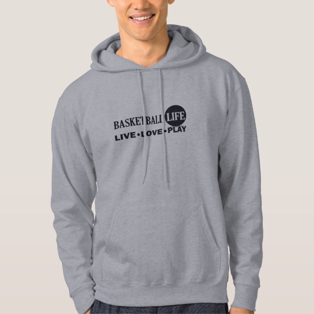 Live-Liebe Basketballspiel Blauer Text Hoodie (Vorderseite)