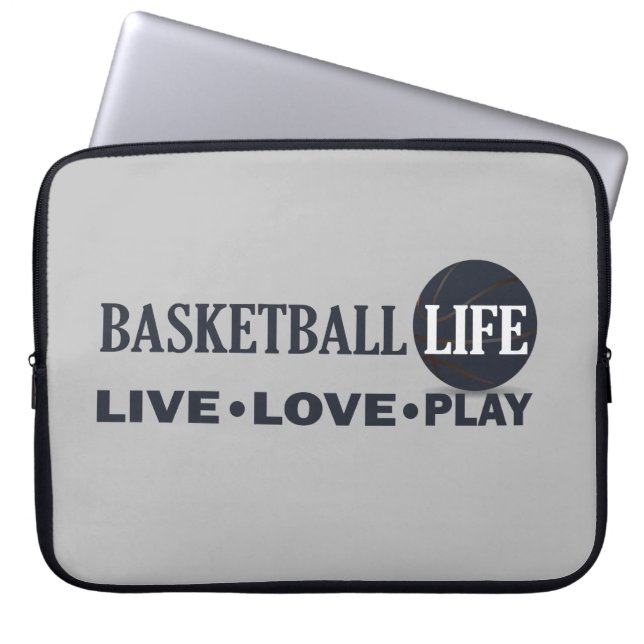 Live-Liebe Basketballspiel Blauer Text Laptopschutzhülle (Vorderseite)