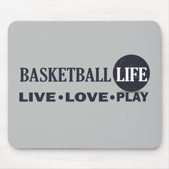 Live-Liebe Basketballspiel Blauer Text Mousepad (Vorne)