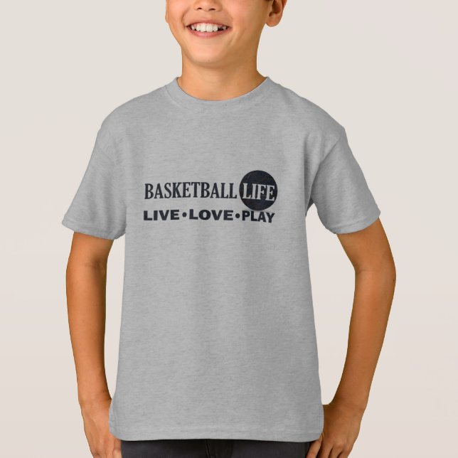Live-Liebe Basketballspiel Blauer Text T-Shirt (Vorderseite)