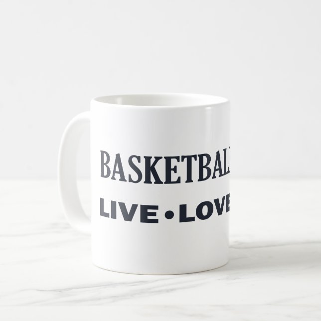 Live-Liebe Basketballspielen Kaffeetasse (Vorderseite Links)