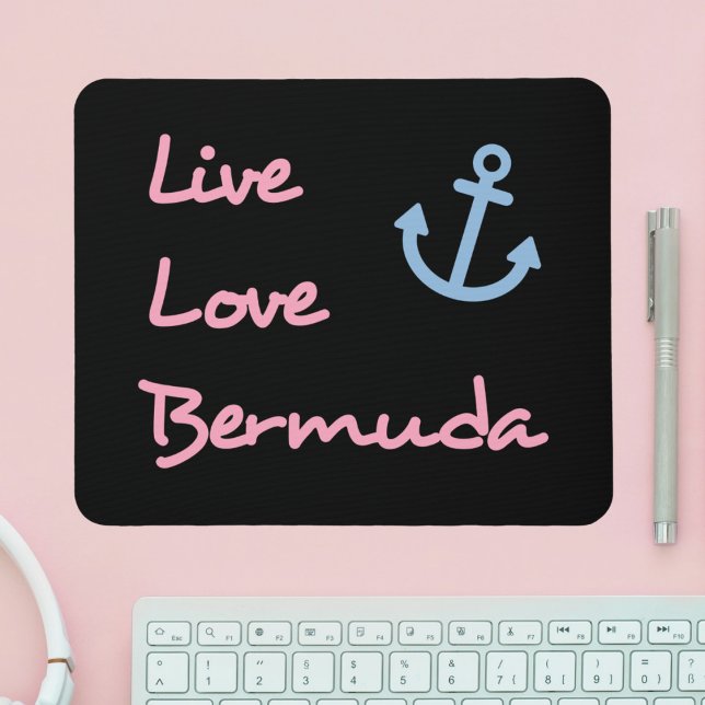 Live-Liebe Bermuda-Skripttext mit Anchor Dark Mousepad (Von Creator hochgeladen)