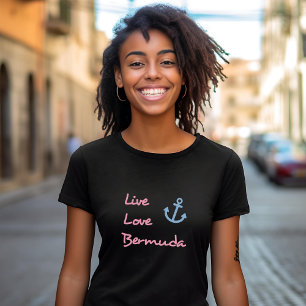 Live-Liebe Bermuda-Skripttext mit Anchor Dark T-Shirt