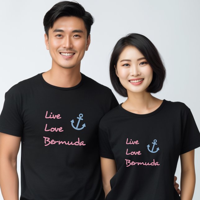 Live-Liebe Bermuda-Skripttext mit Anchor Dark T-Shirt (Von Creator hochgeladen)