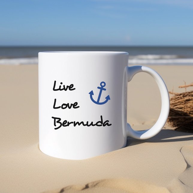 Live-Liebe Bermuda-Skripttext mit Anchor Kaffeetasse (Von Creator hochgeladen)