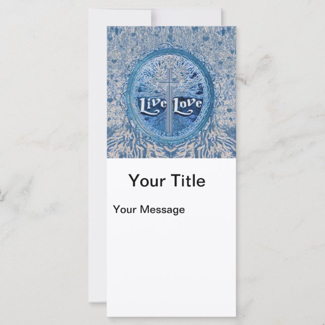 Live Liebe Cross Blue Tree of Life Pattern (Vorderseite)