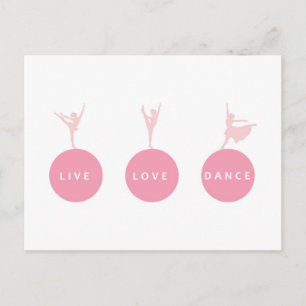 Live Liebe Dance Ballerinas - Rosa - Postkarte
