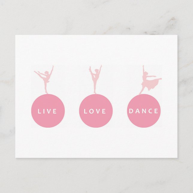 Live Liebe Dance Ballerinas - Rosa - Postkarte (Vorderseite)