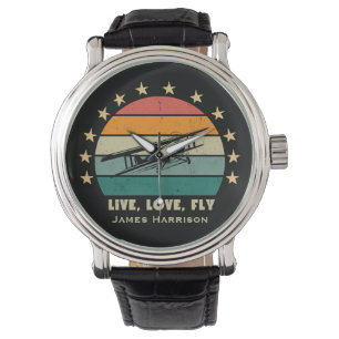 "Live Liebe Fliegen" Text, Vintager Retro-Schieber Armbanduhr