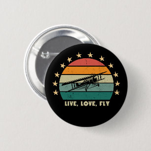 "Live Liebe Fliegen" Text, Vintager Retro-Schieber Button