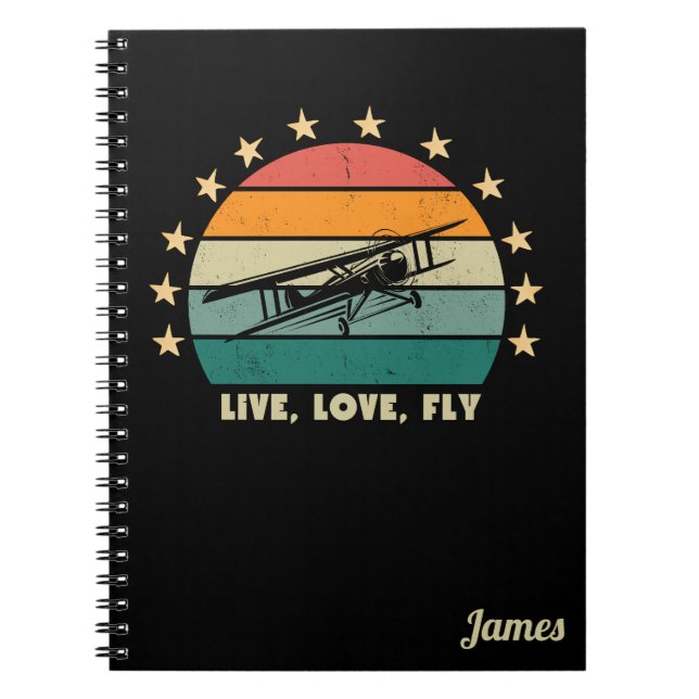 "Live Liebe Fliegen" Text, Vintager Retro-Schieber Notizblock (Vorderseite)