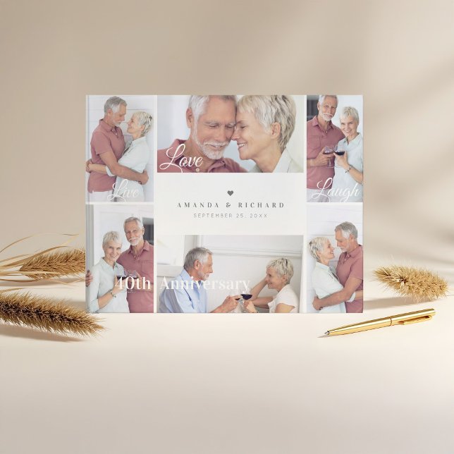 Live, Liebe, Foto lachen Gästebuch (Live, Love, Laugh Color Photo Anniversary Guest Book)