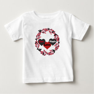 Live Liebe giggle Red, White und Black Heart Desig Baby T-shirt