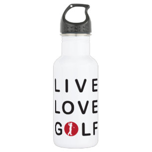 Live Liebe Golf Golfspielen Rotes Schwarzes Trinkflasche