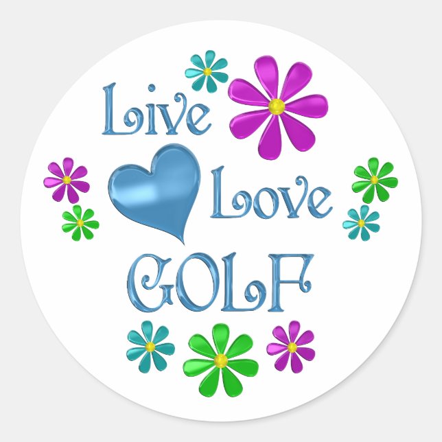 Live Liebe Golf Runder Aufkleber (Vorderseite)