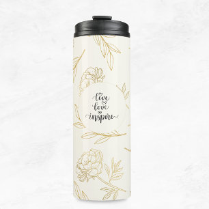 Live-Liebe Inspiriere Gold Floral Thermal Tumbler Thermosbecher