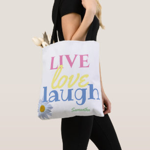 Live Liebe Lächeln lustig White Tote Bag